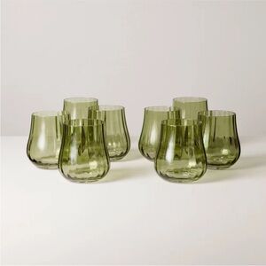 LAST ONE - Hearth & Hand Set of 8 14oz Short Water Glasses Green